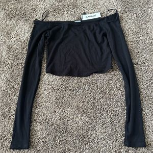 black off the shoulder garage top